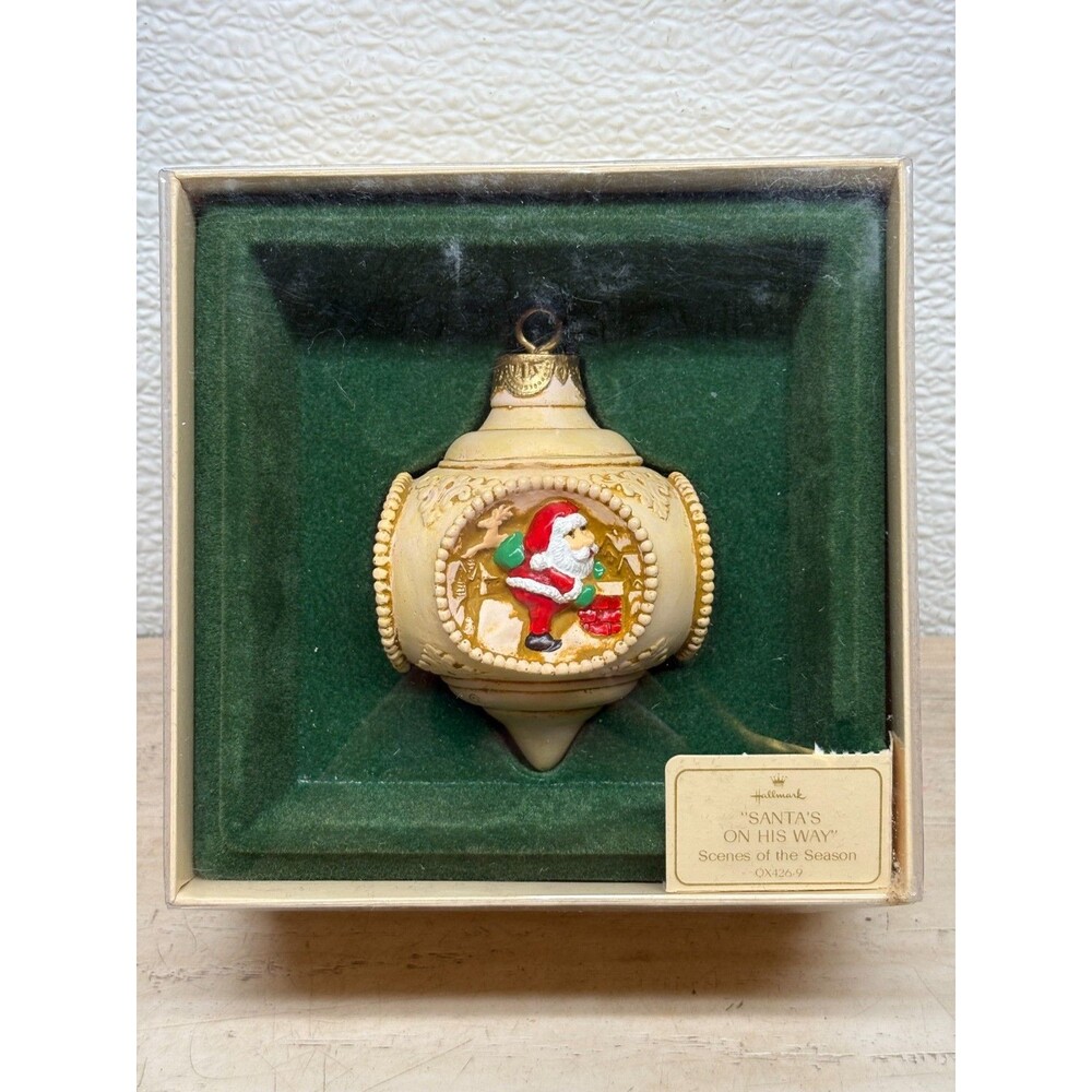 Vtg 1983 Hallmark Christmas Ornament Santa's On His Way